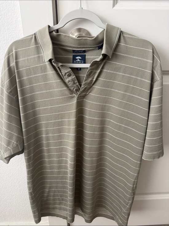 Pebble Beach Other - Pebble Beach Men's Olive Stripe Polo 100% cotton